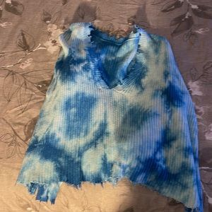 A sweater crop top in a light blue